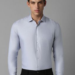 Louis Philippe Slim Fit Textured Spread Collar Long Sleeves Cotton Formal Shirt-image-40