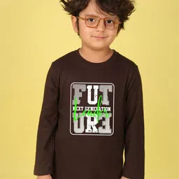 NUSYL Boys Future Next Generation Text Printed Long Sleeves Cotton Casual T-shirt-image-79