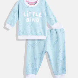 White Snow Kids Little Dino Printed Sweatshirt with Joggers-26