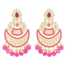 I Jewels Gold-Plated Kundan Studded Contemporary Chandbalis Earrings-23