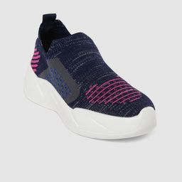 Carlton London sports Women Navy Blue & Pink Self Striped Running Shoes-picture-26