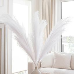 TIED RIBBONS White 4 Pieces Pampas Grass Artificial Flowers-56