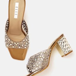 ELLE Women Transparent Embellished Party Block Heel Sandals-15