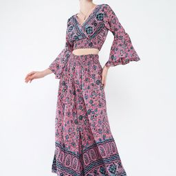 SHOWOFF Floral Printed V Neck Crop Top With Palazzo Co-Ords-image-94
