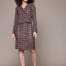 The Roadster Lifestyle Co. Checked Crop Blazer With Skirt-image-32