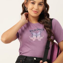 DressBerry Women Printed Slim Fit Cotton T-shirt-image-67