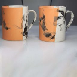 MODEFE Orange & Grey Printed Ceramic Glossy Mugs Set of Cups and Mugs-35
