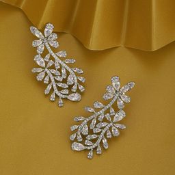 Carlton London Premium Rhodium-Plated CZ Contemporary Drop Earrings-image-49