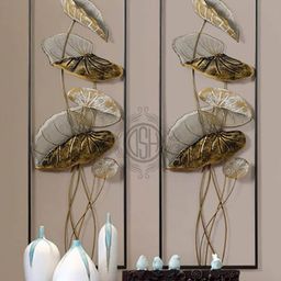 DSH Crafting Your Curiosity Brown 2 Pieces Lotus Carved Metal Wall Decors-0