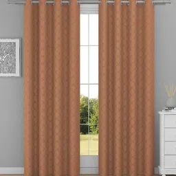 Raymond Home Rust 2 Pcs Geometric Woven Design Door Curtains-image-25