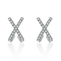 MYKI Silver-Plated Geometric CZ Stone Studded Studs Earrings-image-37