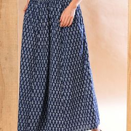 Globus Women Indigo Allover Printed Flared Panelled Palazzos-image-55