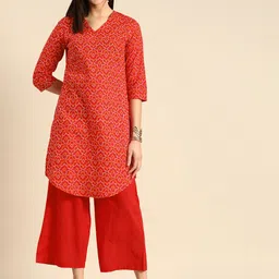 Anouk Women Pure Cotton Bandhani Printed Kurta with Palazzos-14