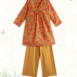 Biba Girls Mustard Yellow Floral Printed Kurta with Palazzos-picture-40