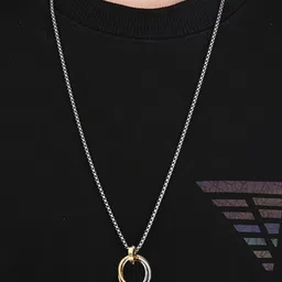 Designs & You Men Stainless Steel Silver-Plated Circular Pendant with Chain-8