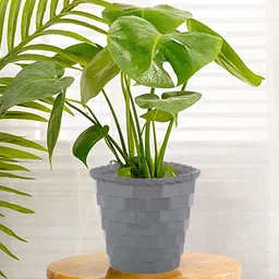 Kuber Industries Red & Grey 2 Pieces Brick Patterned Planters-33