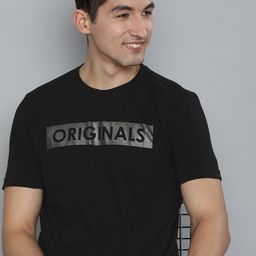 HERE&NOW Men Black & Grey Typography Printed Pure Cotton T-shirt-image-16