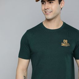 HERE&NOW Men Green Pure Cotton T-shirt-image-52