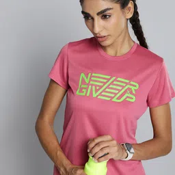 HRX by Hrithik Roshan Women Pink Typography Printed T-shirt-49