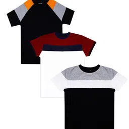 Luke & Lilly Boys Pack Of 3 Colourblocked Round Neck T-shirts-image-10