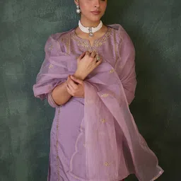 Indo Era Women Ethnic Motifs Embroidered Kurta with Trousers & Dupatta-30