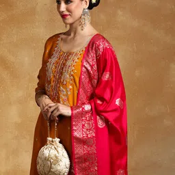 Varanga Women Floral Embroidered Regular Kurta with Trousers & With Dupatta-picture-15