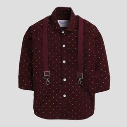 Polka Tots Boys Classic Printed Cotton Casual Shirt With Suspendor-image-27