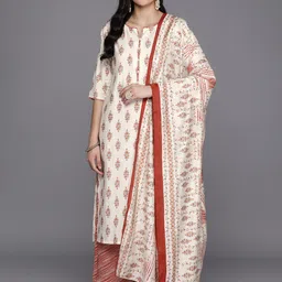 Libas Floral Printed Sweetheart Neck Kurta With Palazzos & Dupatta-13