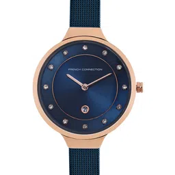 French Connection Women Blue Embellished Dial & Blue Stainless Steel Bracelet Style Straps Analogue Watch-18
