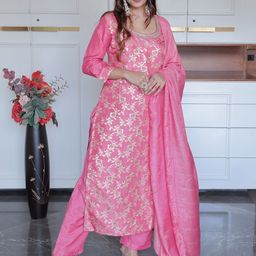 Libas Ethnic Motifs Woven Design Regular Kurta with Trousers & Dupatta-9