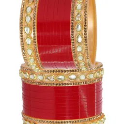 NMII Set Of 32 Kundan & Zircon Gemstone-Studded Chuda Bangles image 3