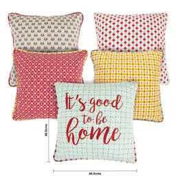 Chumbak Red & Yellow Set of 5 Geometric Square Cushion Covers image 4