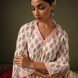 anayna Floral Printed Empire Pure Cotton Kurta with Trousers & With Dupatta-24