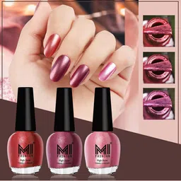 MI FASHION Set of 3 Vernis A Ongles High Shine Shimmer Nail Paints - 12ml Each-27