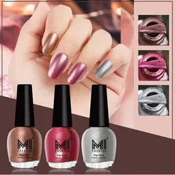 MI FASHION Set of 3 Vernis A Ongles High Shine Shimmer Nail Paints - 12ml Each-14