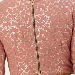 Ethnovog Dusty Pink  Cream-Coloured Sequinned Made to Measure Lehenga Set with Dupatta image 2