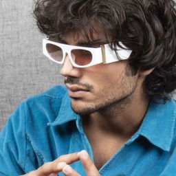 Ted Smith Unisex Rectangle Sunglasses With UV Protected Lens TSF-GAMMA_C6-6