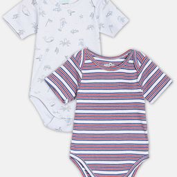 Broon Pack of 2 Boys Red & Off-White Organic Cotton Bodysuits-image-63