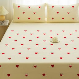 Bedbathandbliss Yellow Printed Cotton 300 TC Super King Bedsheet Set 2.75 m x 2.75 m-image-20