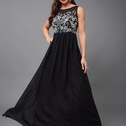 Miss Chase Floral Embroidered Georgette Sleeveless Maxi Dress-image-29