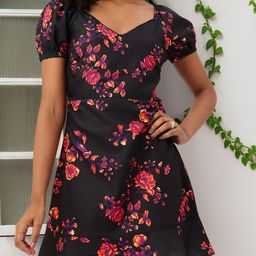 DressBerry Endearing Floral Printed A-Line Flounce Mini Dress-image-54