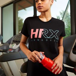 HRX by Hrithik Roshan Women Black Solid Bio-Wash Training Tshirts-image-63
