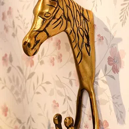 Indianshelf Gold-Toned Zebra Head Patterned Brass Wall Hooks Key Holder-27