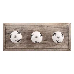 Indianshelf Brown & Black Rein Deer Printed Wooden Wall Hooks Key Holder-image-23