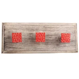 Indianshelf Brown & Red Geometric Patterned Wooden Wall Hooks Key Holder-image-43