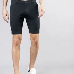 HIGHLANDER Men Navy Blue Self Design Slim Fit Regular Shorts-picture-42