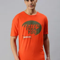 abof Men Orange Typographic Printed Short Sleeved casual T-shirt-image-95