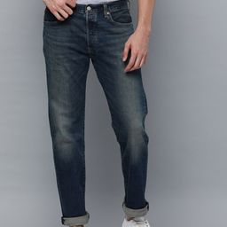 Levis Men Blue 501 Straight Fit Heavy Fade Stretchable Jeans-image-44