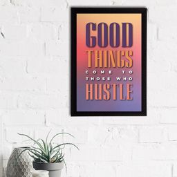 eCraftIndia Orange & Purple Good Things Come to Those Who Hustle Printed Textured UV Wall Art-picture-2