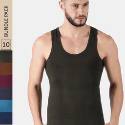 Dollar Lehar Men Pack Of 10 Assorted Knitted Innerwear Vests MLHVE-01-PO10-ASST-8